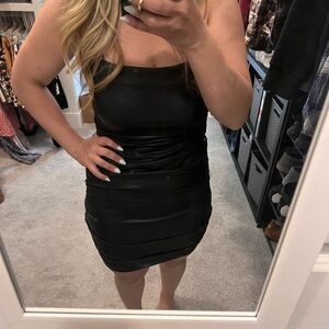 Black faux leather dress